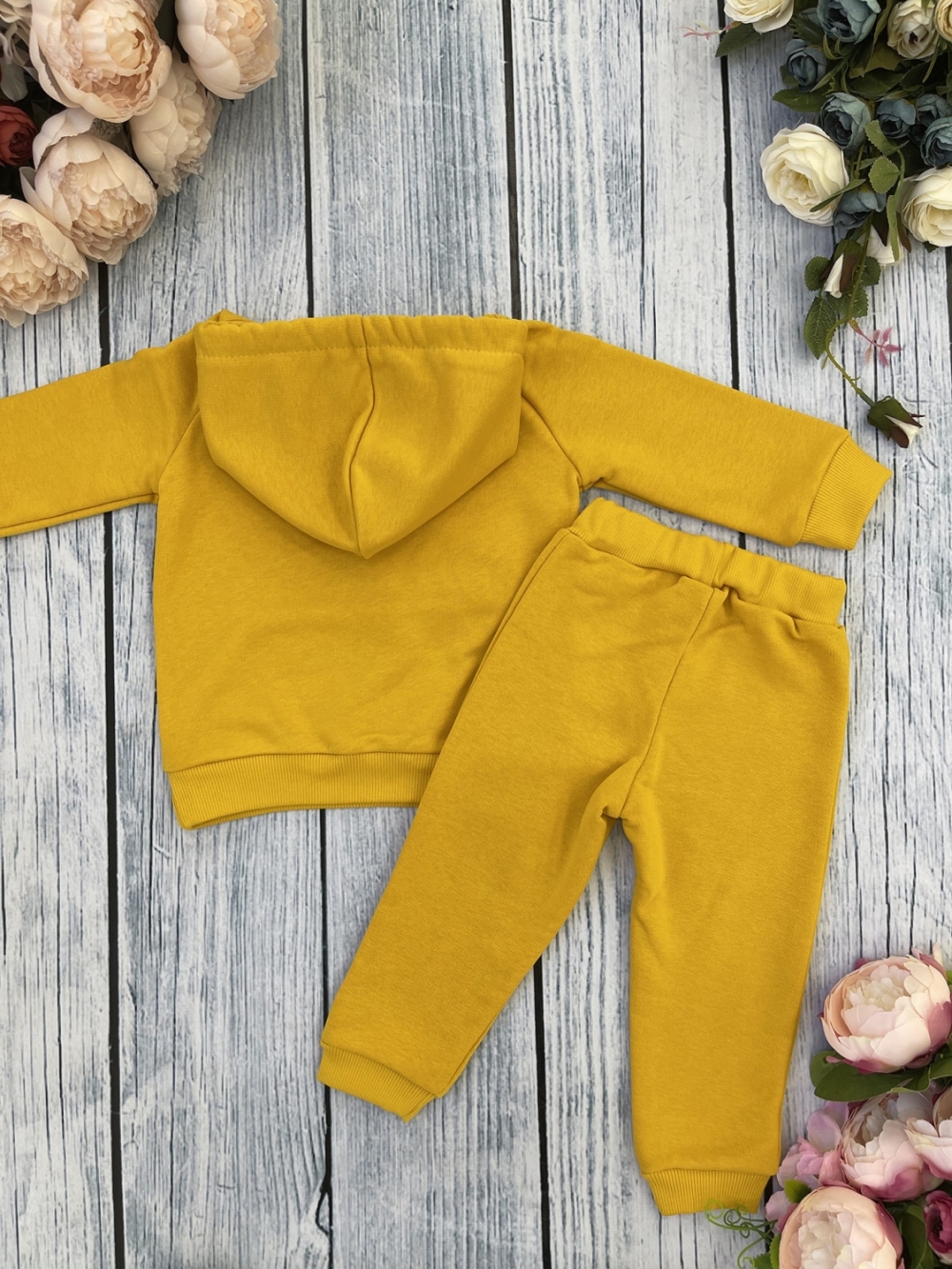 311-А. Свитшот с капюшоном + Штаны, хлопок 65%, 35% ПЭ, 3-х нитка ( без начеса) апельсин 80,86,92