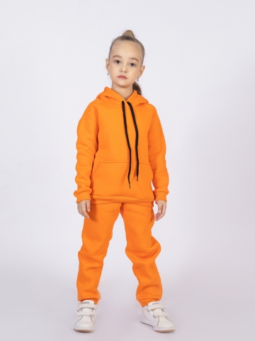 296-О. Свитшот с капюшоном  + Штаны, хлопок 65%, 35% ПЭ, 3-х нитка (начес) оранжевый 146,152,158