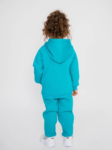 296-Б. Свитшот с капюшоном + Штаны, хлопок 65%, 35% ПЭ, 3-х нитка (начес) бирюза 146,152,158