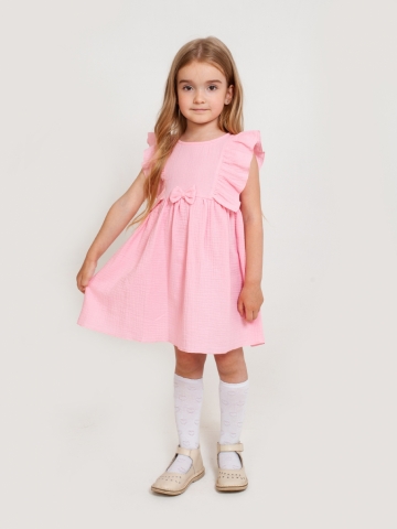 Купить 322-Р. Платье из муслина детское, хлопок 100% розовый, р. 98,104,110,116 в Стерлитамаке
