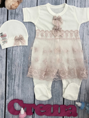 Купить оптом 284-П. Комбинезон с шапкой, (бабочка), пудра хлопок 100% кулирка 56,62 в Стерлитамаке